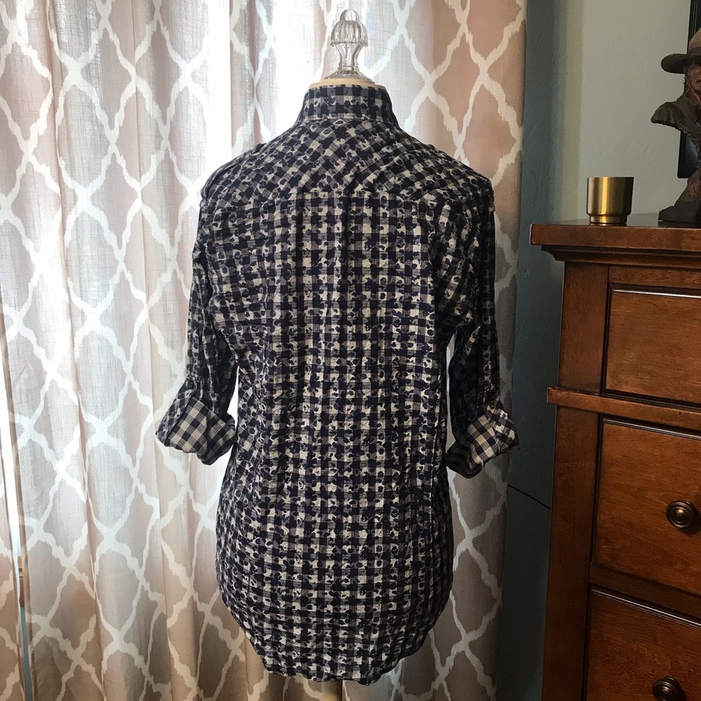 NWT James Campbell ⚜️ Navy Plaid Design Shirt - Picture 6 of 8